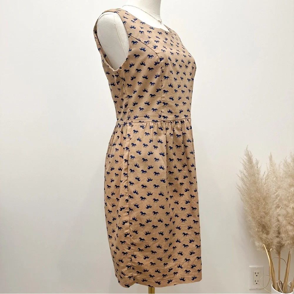 Vintage Inspired Brown Horse Printed Dress - Picture 4 of 10